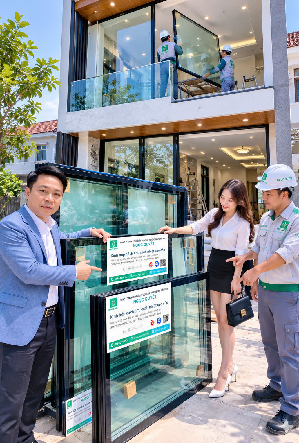 Kính hộp cách âm cách nhiệt khung nhôm Ngọc Quyết được giới thiệu tại công trình nhà ở cao cấp